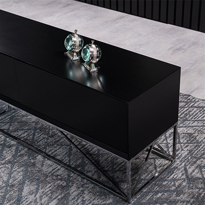 Butterfly Laminated TV Console with Brass Legs