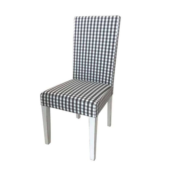 MOLLY PLAID GREY &  DINING CHAIR WITH  WHITE LEGS