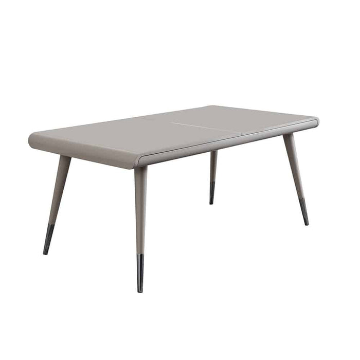 NIL GLOSSY CREAM EXTENDABLE DINING  TABLE IN STEEL LEGS