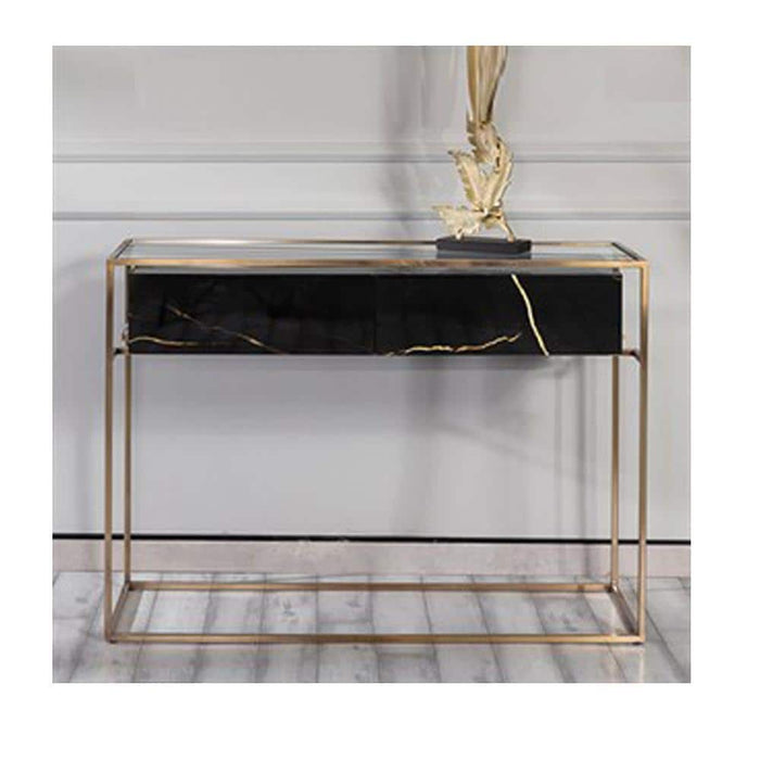 ROMA LAMINATED GRAY CONSOLE TABLE IN ROSE GOLD