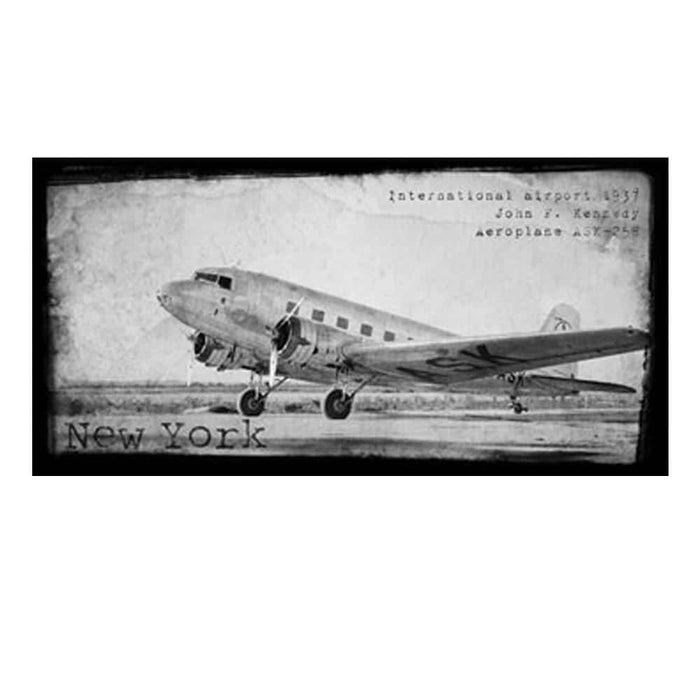 Airplane black & white canvas painting