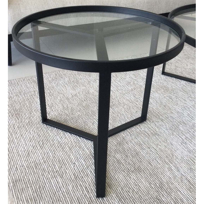MAGOSA GLASS SIDE TABLE W BLACK LEGS