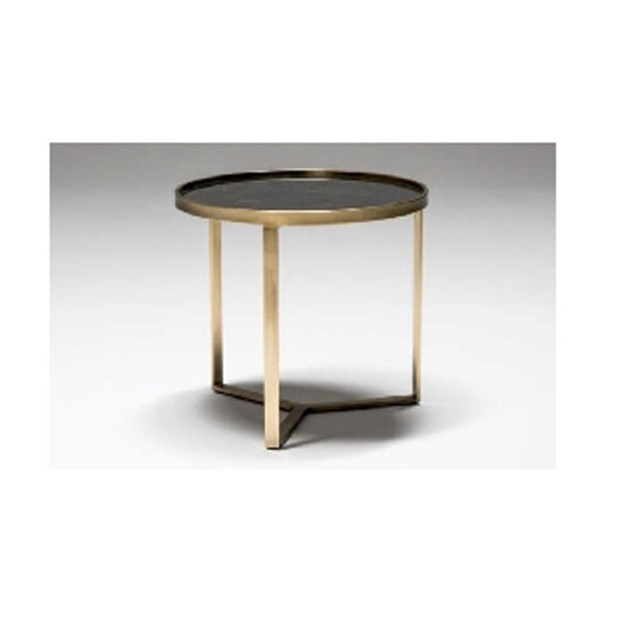 MAGOSA GLOSSY LAMINATED BLACK SIDE TABLE WITH BRASS LEGS