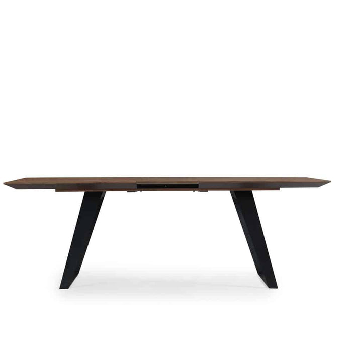 Mia extendable walnut dining table with black metal legs