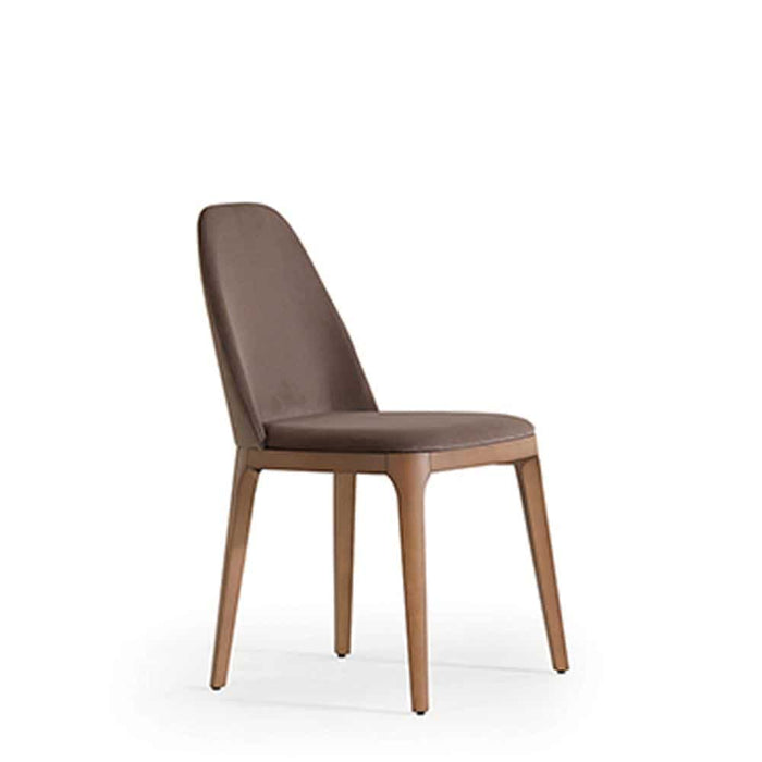 Mia fabric brown dining chair in walnut legs