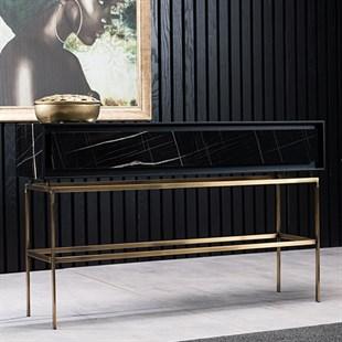 ROMA LAMINATED GRAY CONSOLE TABLE IN ROSE GOLD