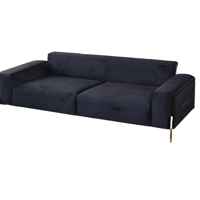 ROYAL FABRIC BLACK  3 SEATER IN GOLDEN LEGS WITH 2 CUSHION