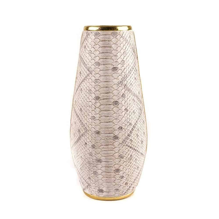 SILVER LEATHER PATTERNED BY VASE H47 CM
