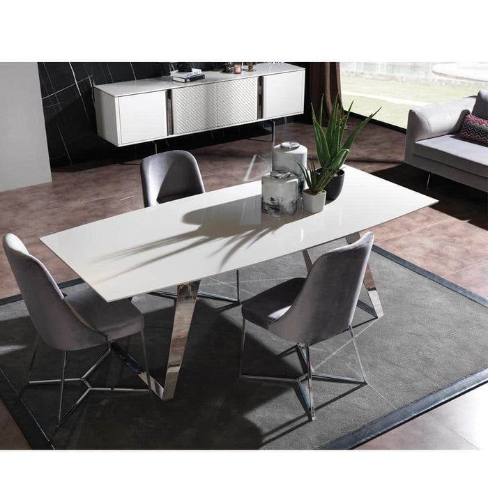 VESTA OFF WHITE & SILVER  DINING TABLE