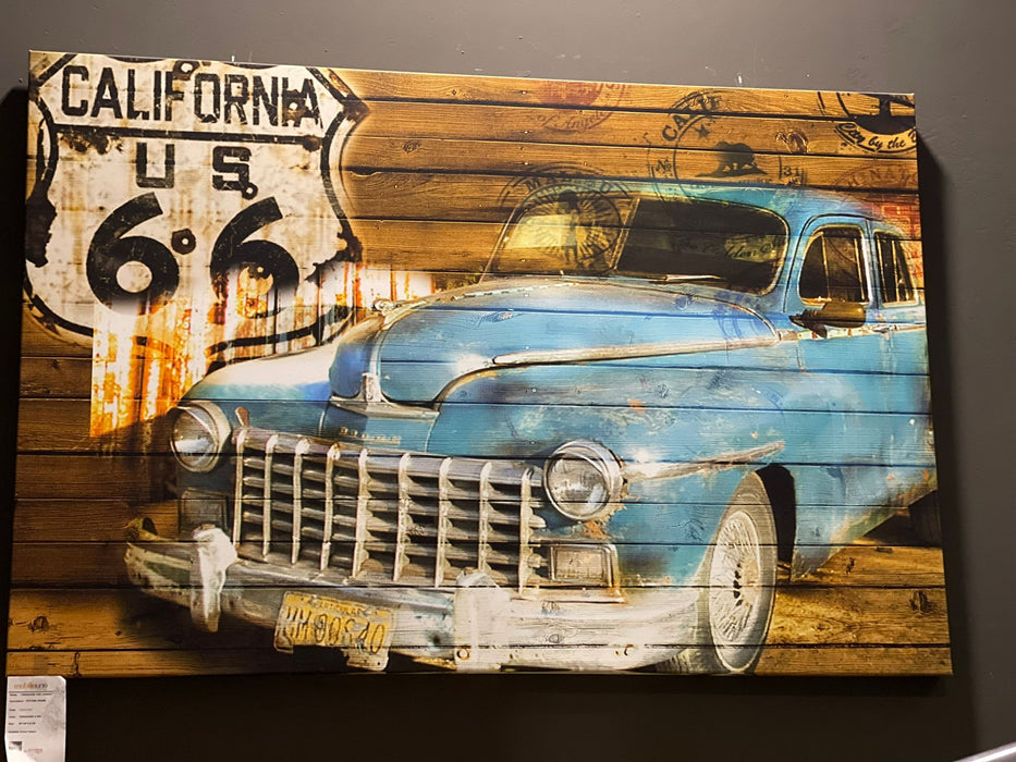 TURQUOISE CAR CANVAS PAINTING ART