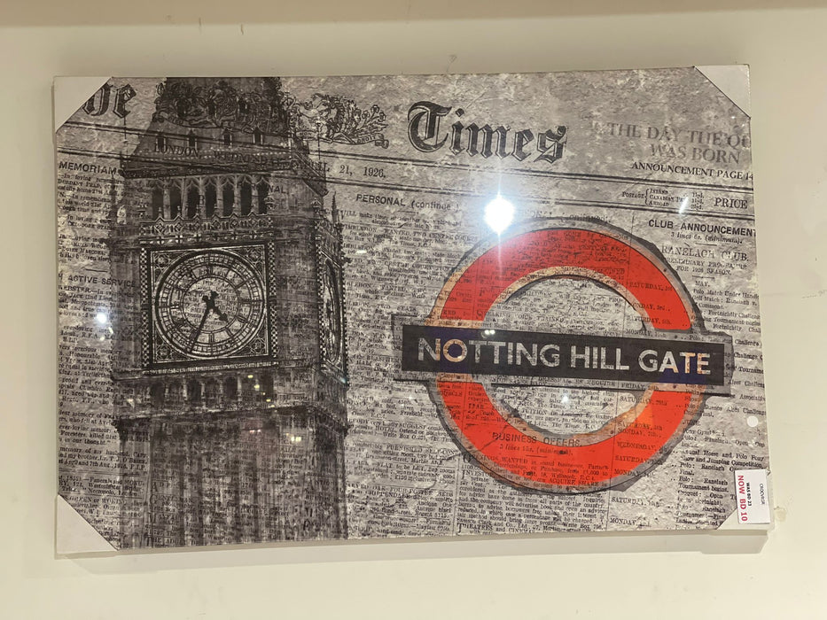NEWSPAPER  NOTTING HILL GATE CANVAS PAINTING ART